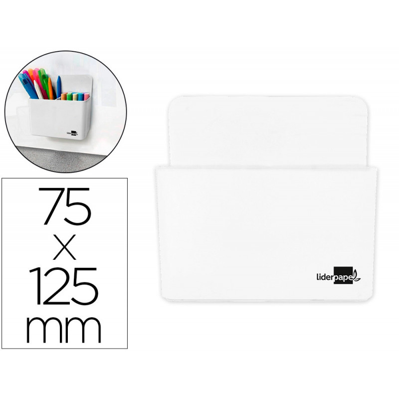 Pot a crayons liderpapel plastique magnetique 125x75x40 mm blanc