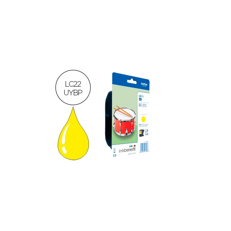 Cartouche brother jet d'encre lc22uybp couleur jaune 1.200p