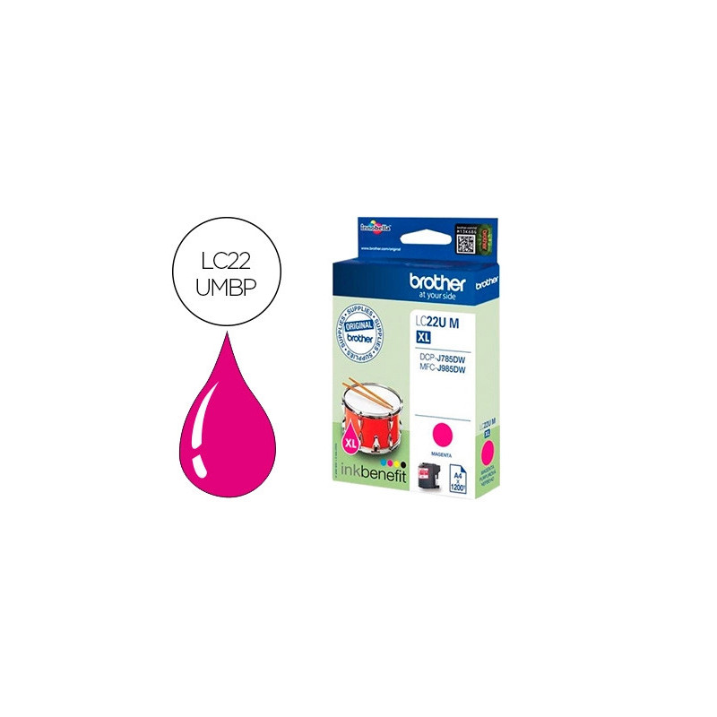 Cartouche brother jet d'encre lc22umbp couleur magenta 1.200p