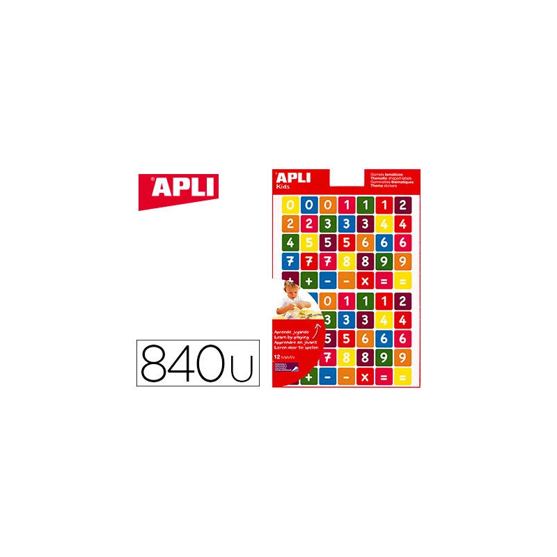 Gommette apli agipa repositionnable carrée chiffres coloris assortis pochette 12f 840 unités