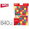 Gommette apli agipa repositionnable carrée chiffres coloris assortis pochette 12f 840 unités