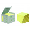 Bloc-notes post-it papier recyclé 76x76mm 100f/bloc repositionables coloris jaune tour 6 blocs