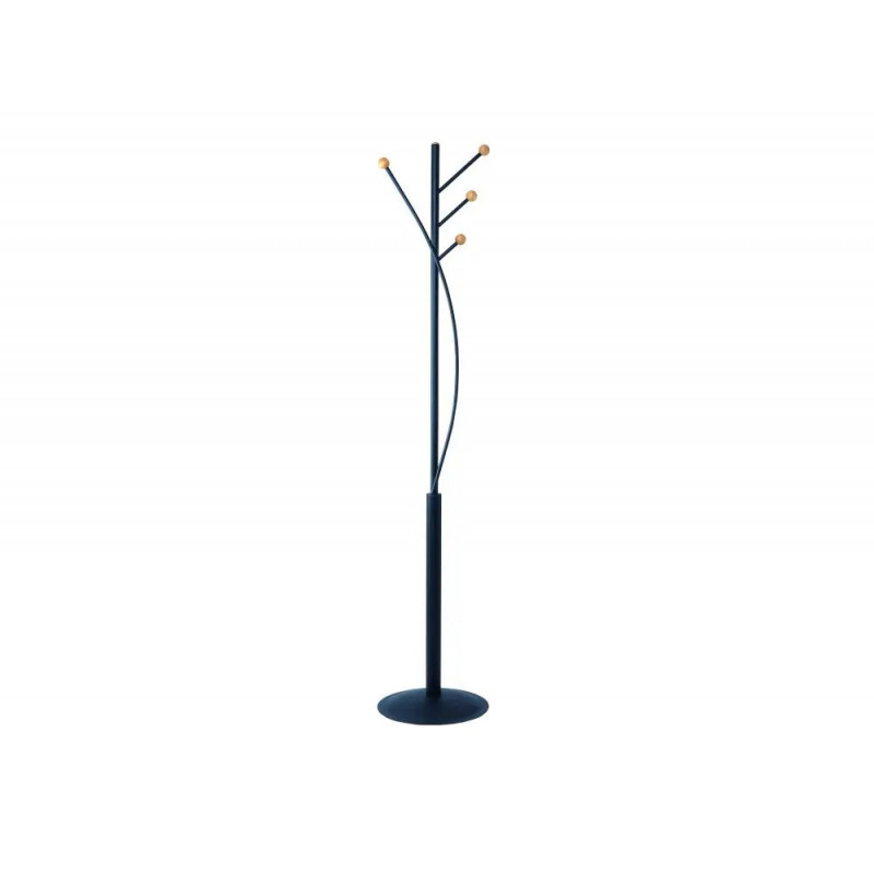 Porte-manteaux maulaura 4 pateres acier laque et hetre hauteur 180cm coloris noir