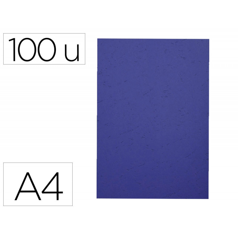 Couverture exacompta grain cuir recycle a4 270g paquet de 100 unites coloris bleu