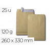 Sac gpv soufflets 3cm kraft arme 260x330mm 120gr bande protection brun paquet 25 unites