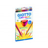 Etui crayons couleurs elios geant wood free giotto forme triangulaire bois 17cm mine 4mm 12 unites coloris