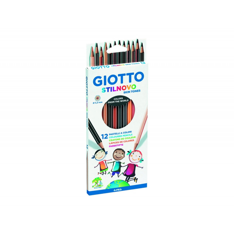 Etui crayons de couleur stilnovo giotto forme hexagonale bois de cedre 18cm mine 3mm 12 unites coloris