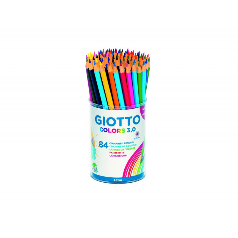 Pot crayons colors 3.0 giotto forme hexagonale bois 18cm mine de 3mm 84 unites coloris assortis