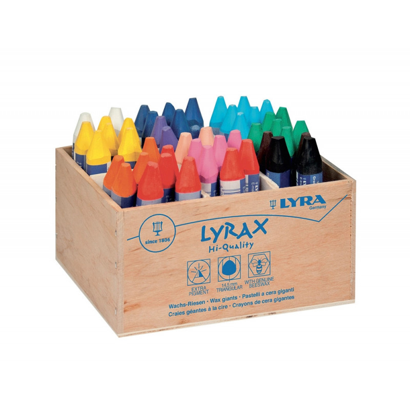 Classpack craies a la cire d abeille lyrax lyra ergonomique forme triangulaire 9 cm 48 unites