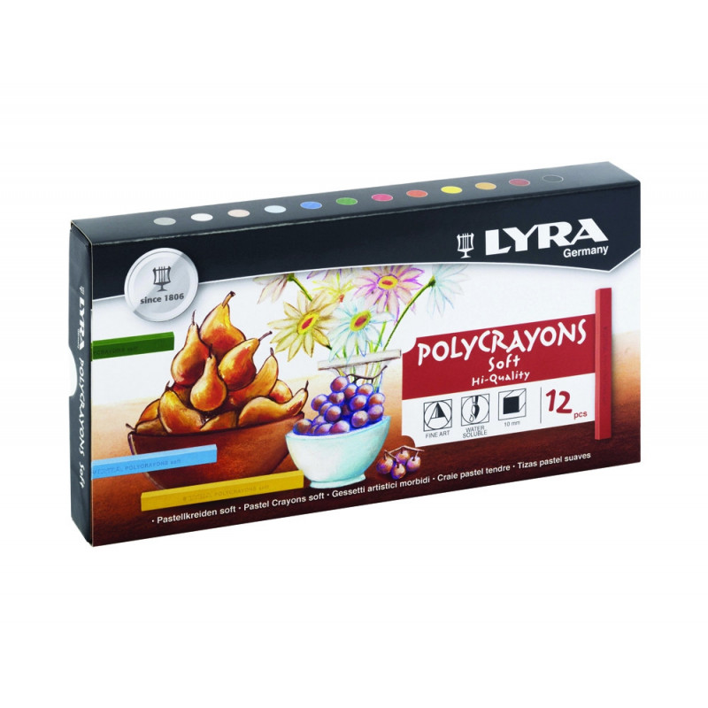 Pastels tendres lyra secs soft forme carree 10mm 6 cm 12 unites coloris assortis