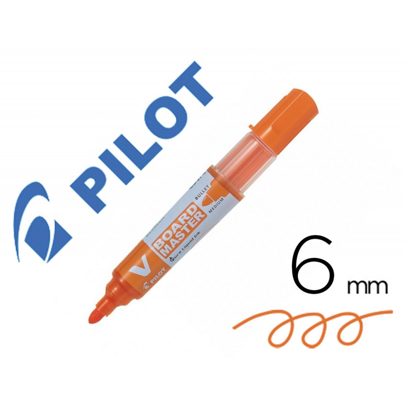 Marqueur pilot v-board master recycle effacable a sec et rechargeable pointe ogive moyenne 2 mm coloris orange