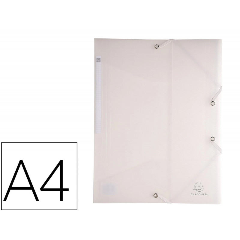 Chemise exacompta polypro 5/10e 3 rabats elastiques a4 coloris transparent