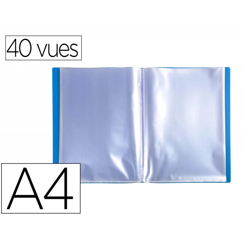 Protege documents exacompta a4 couverture polypro souple mate 40 vues grainees anti reflet coloris bleu