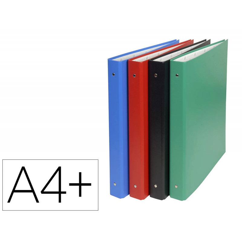Classeur carton exacompta a4+ remborde pp capacite 275 feuilles 4 anneaux dos 40 mm dim 34x28 cm 320x240