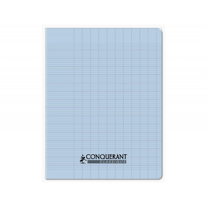 Cahier conquerant poplypropylene papier velin extra pastel 17x22 cm 96 pages piqure 90g bleu pastel