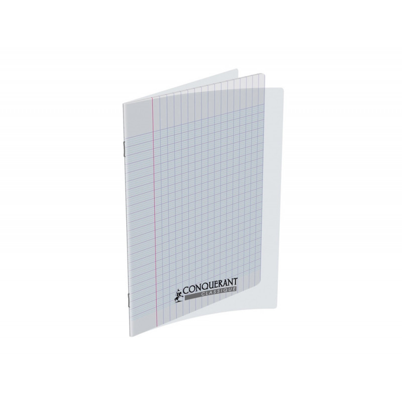 Cahier conquerant polypropylene indechirable et lavable 17x22 cm 140 pages piqure 90g seyes incolore