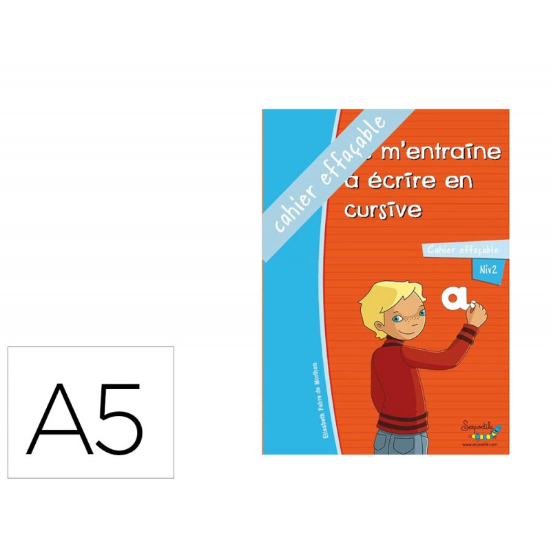 Cahier entrainement hamelin serpopdile je m entraine a ecrire en cursive a5 55 pages avec stylo