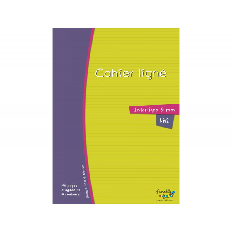 Cahier hamelin serpodile 17x22 cm 48 pages double ligne 5mm niveau 2