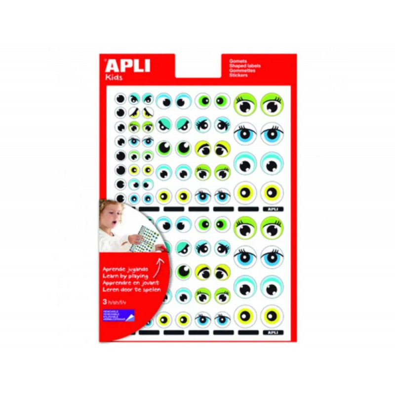Gommette apli yeux ronds bleu/vert 312 unites