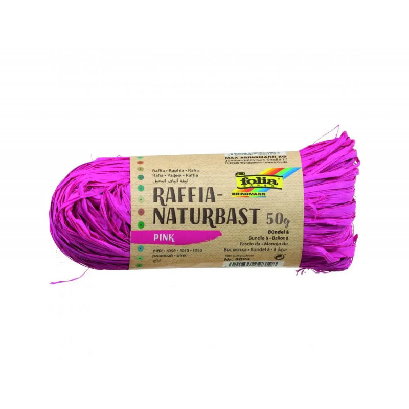 Raphia vegetal clairefontaine coloris rose pelote 50g