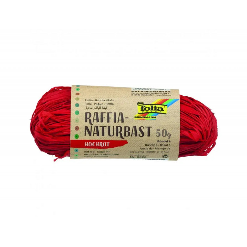 Raphia vegetal clairefontaine coloris rouge pelote 50g