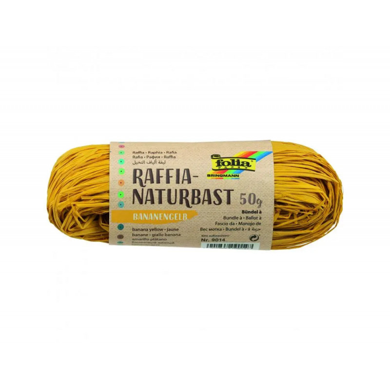 Raphia vegetal clairefontaine coloris jaune pelote 50g