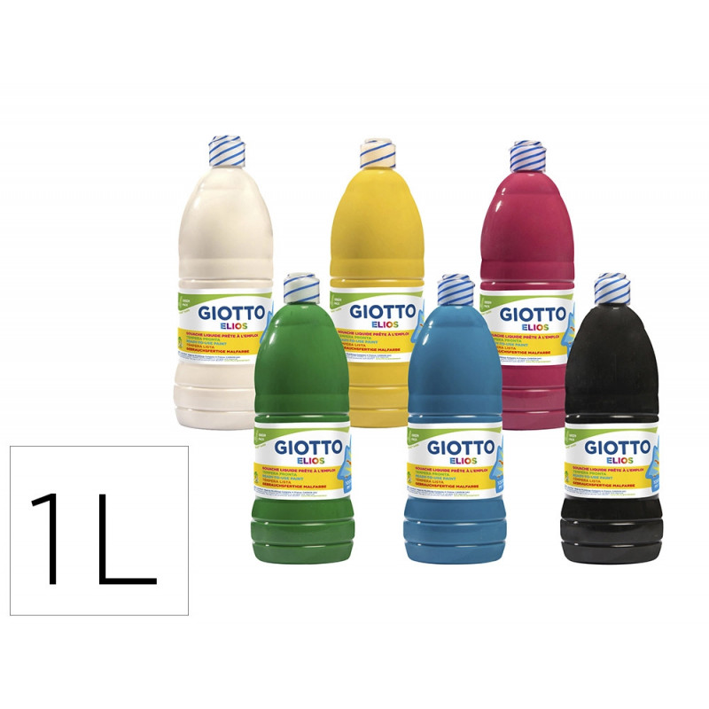 Assortiment gouache giotto elios 6 flacons de 1l coloris assortis