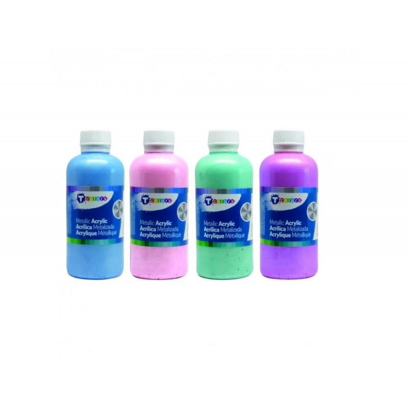 Peinture acrylique tcolours nacree prete a l emploi assortiment de 4 flacons de 250 ml coloris assortis