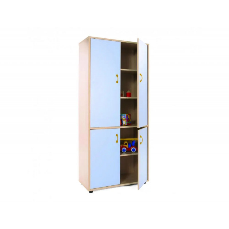 Armoire culture club haute 4 portes poignees en polymere anti-pincement 5 etageres