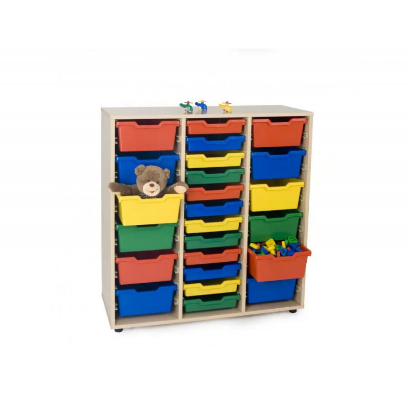 Meuble culture club intermediaire 3 colonnes double acces 3 rangees de bacsde rangements bacs inclus