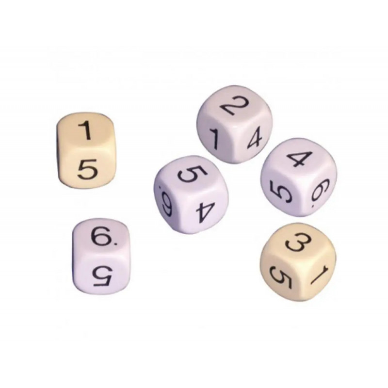 Jeu de 6 des culture club chiffres de 1 a 6 16 mm