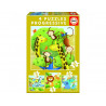 Puzzles progressifs educa les animaux sauvages en carton epais 4 puzzles 12 16 20 et 25 pieces
