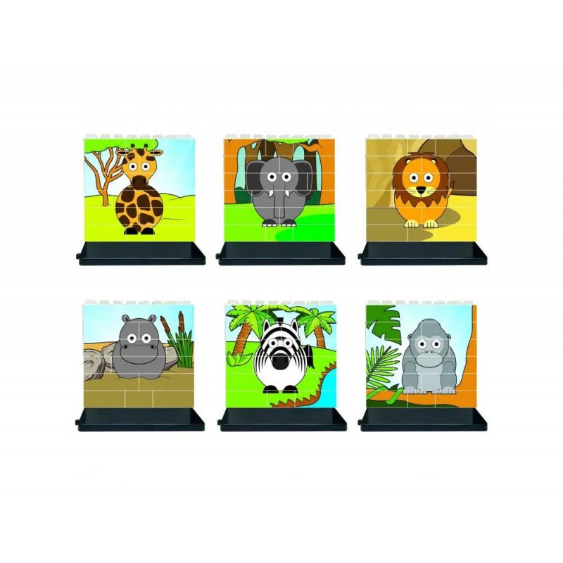 Puzzle up les animaux de la savane culture club construire a la verticale 6 puzzles de 14 pieces 6 bases