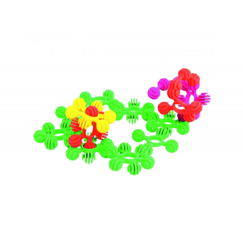 Fleurs a assembler vinco educational plastique souple et silencieux diametre 4 cm 190 pieces