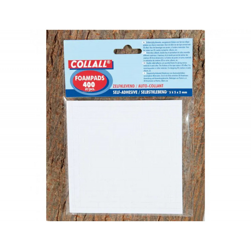Pastille adhesive innspiro mousse double face effet 3d objets legers 50x50x2mm etui de 400 unites