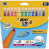 BIC Kids Kid Couleur Bébé Feutres de Coloriage à Pointe Large - Couleurs Assorties, Etui Carton de 12