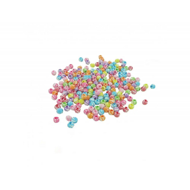 Perle plastique innspiro forme ronde spirale 8mm coloris assortis bocal de 500 perles