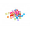 Perle plastique innspiro forme carree 6mm imprimee alphabet blanc coloris transparents pastels assortis