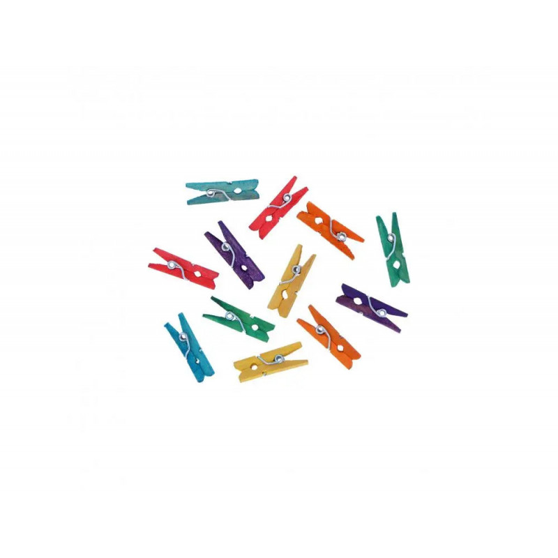 Pince a linge bois innspiro mini 3cm 6 coloris assortis lot de 45