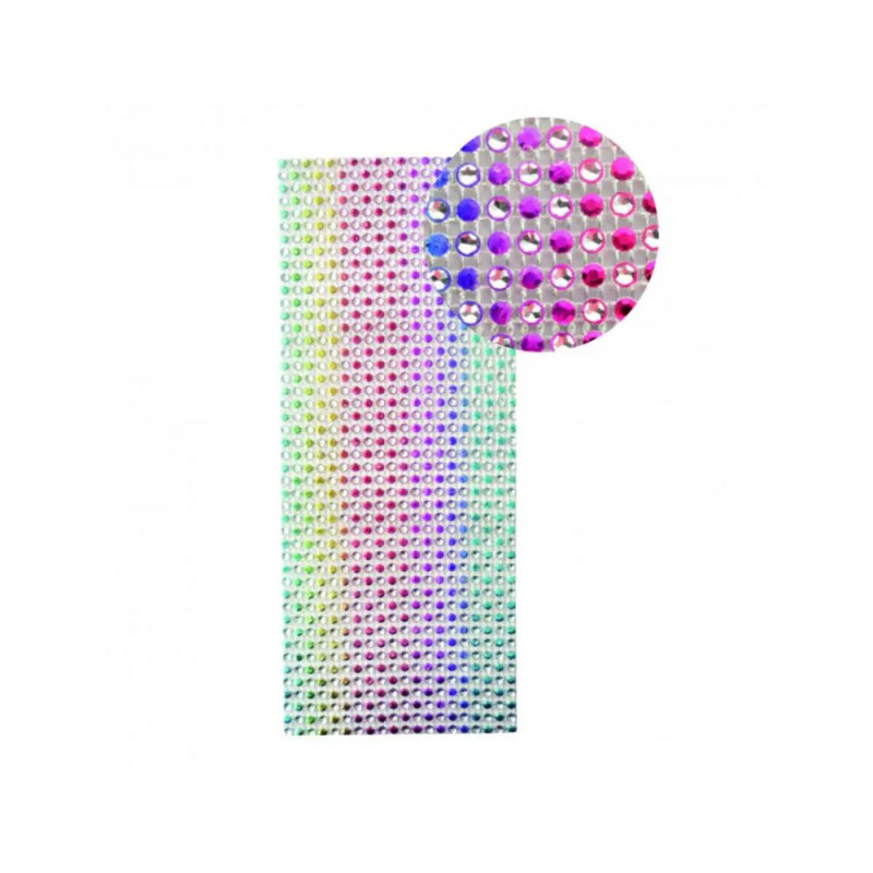 Bande strass adhesives graine creative 10x25,5cm coloris multicolore fond clair