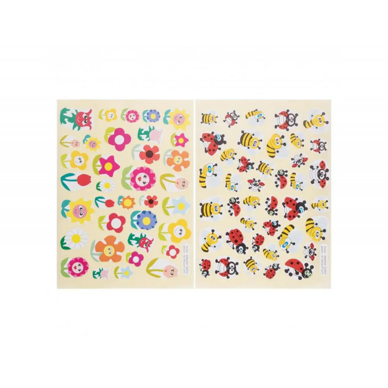 Gommette fantaisie cleopatre fleurs abeilles coccinelles planche a5 720 gommettes pochette de 20 planches