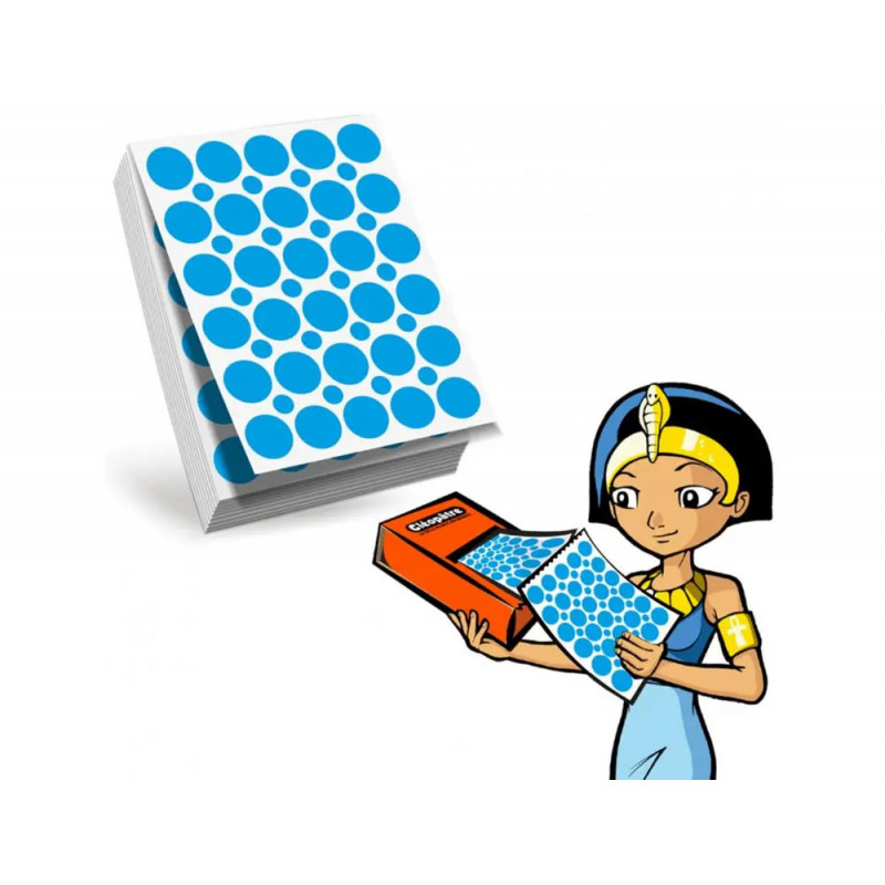 Recharge gommettes geometriques cleopatre 60f 1800 gommettes 18mm coloris bleu + 1200 gommettes rondes