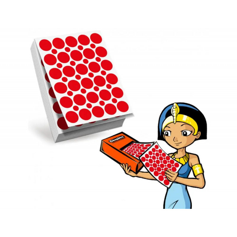 Recharge gommettes geometriques cleopatre 60f 1800 gommettes 18mm coloris rouge + 1200 gommettes rondes