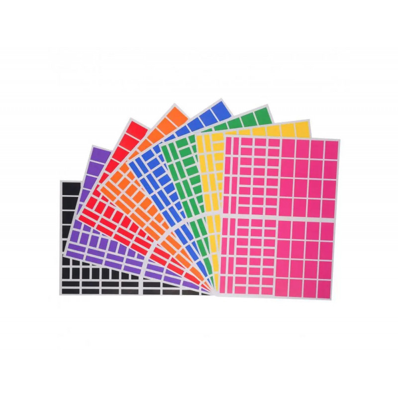 Gommette rectangulaire cleopatre multi tailles adhesif permanent 8 coloris assortis 2592 gommettes