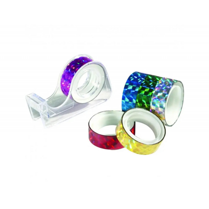 Lot rouleaux folia bandes adhesives pailletes holographique 12mmx2m 6 unites coloris assortis