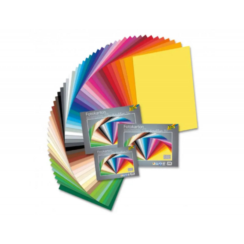Lot papier dessin couleur a grain folia 50x70cm 150g 55 feuilles coloris assortis