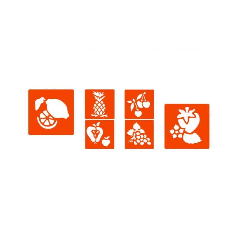Pochoirs graine creative a dessiner fruits plastiques lavables 6 unites assortis