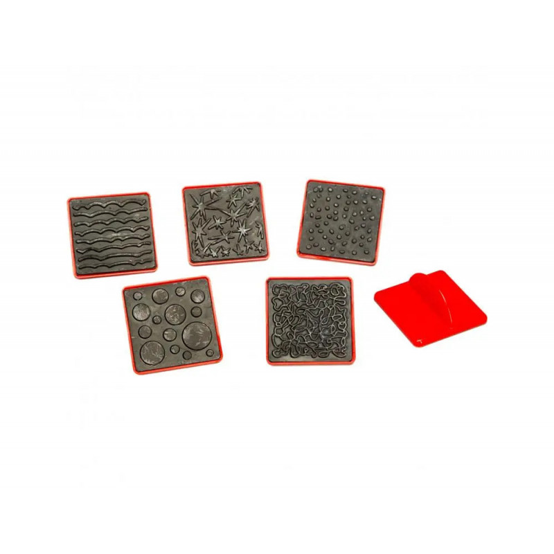 Lot de tampons effets de matiere o'color poignee plastique rigide tampon caoutchouc 6 unites