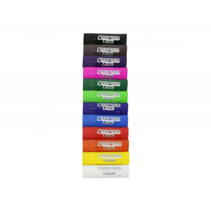 Gouache solide o color stick xxl sechage ultra rapide tous supports 40g coloris assortis etui de 12 unites