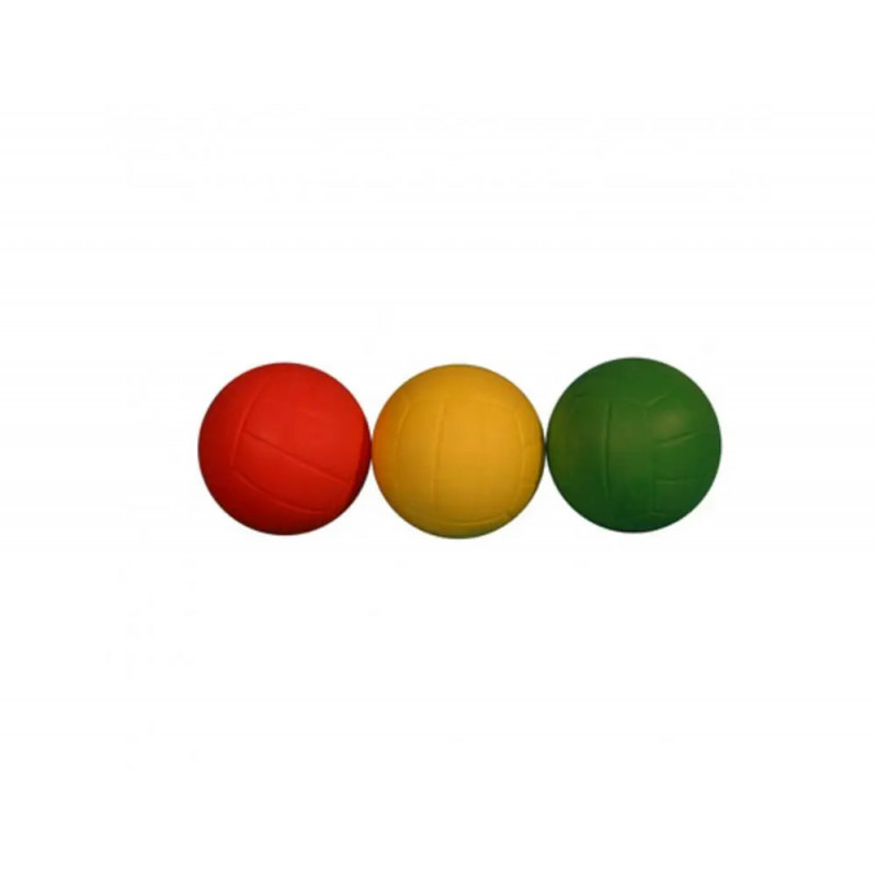 Balles d eveil firts loisirs balles en mousse haute densiterebondissantes lot de 3 coloris assortis